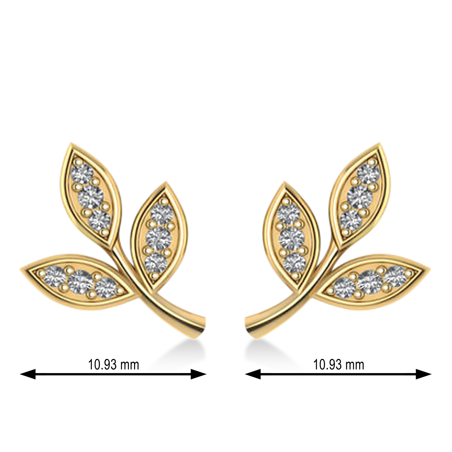 Diamond 3-Petal Leaf Earrings 14k Yellow Gold (0.21ct)