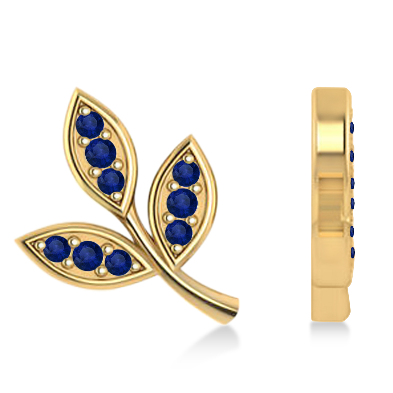Blue Sapphire 3-Petal Leaf Earrings 14k Yellow Gold (0.21ct)