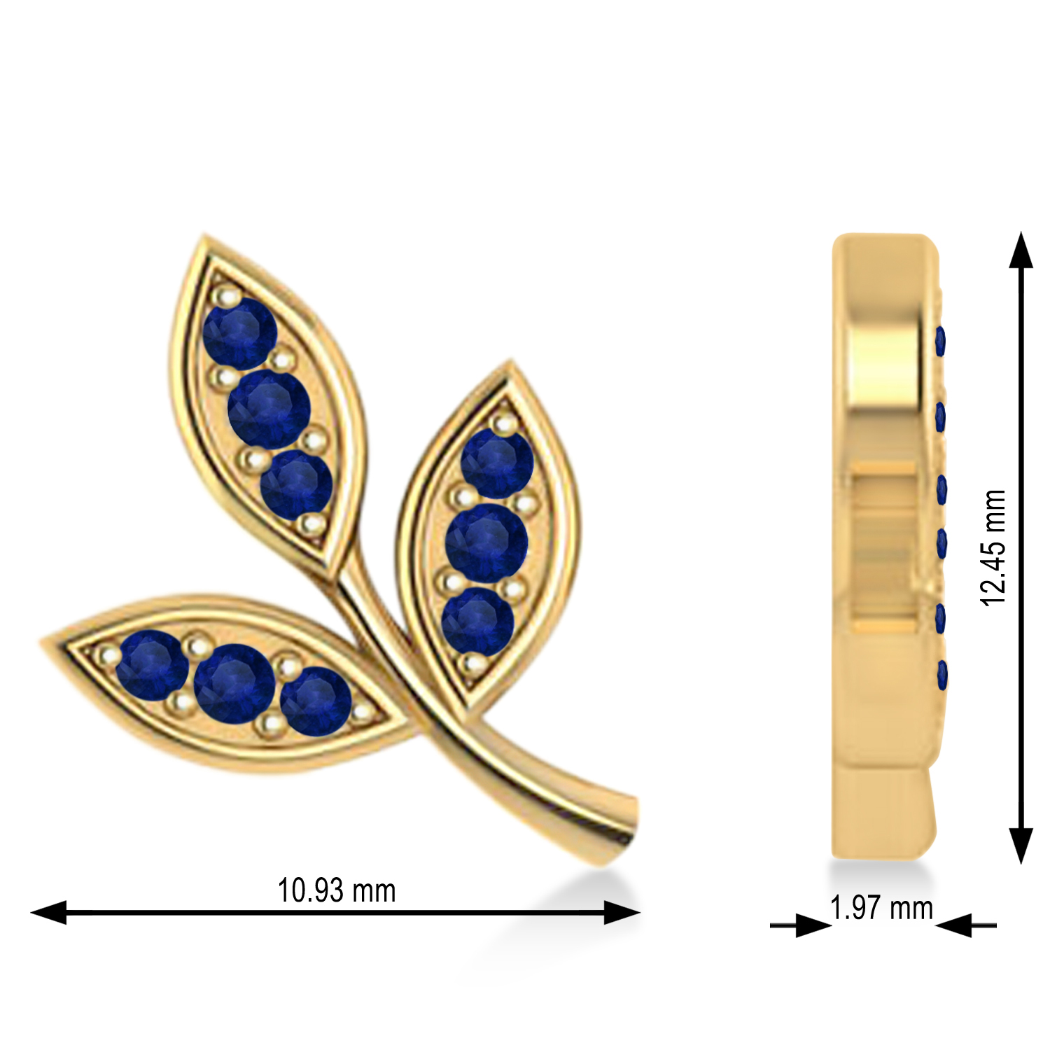 Blue Sapphire 3-Petal Leaf Earrings 14k Yellow Gold (0.21ct)