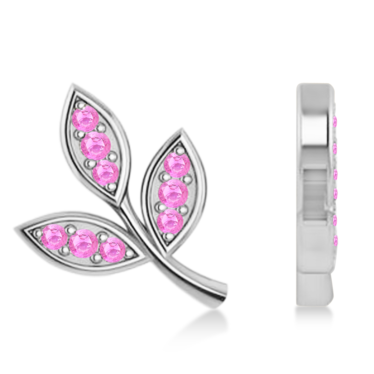 Pink Sapphire 3-Petal Leaf Earrings 14k White Gold (0.21ct)