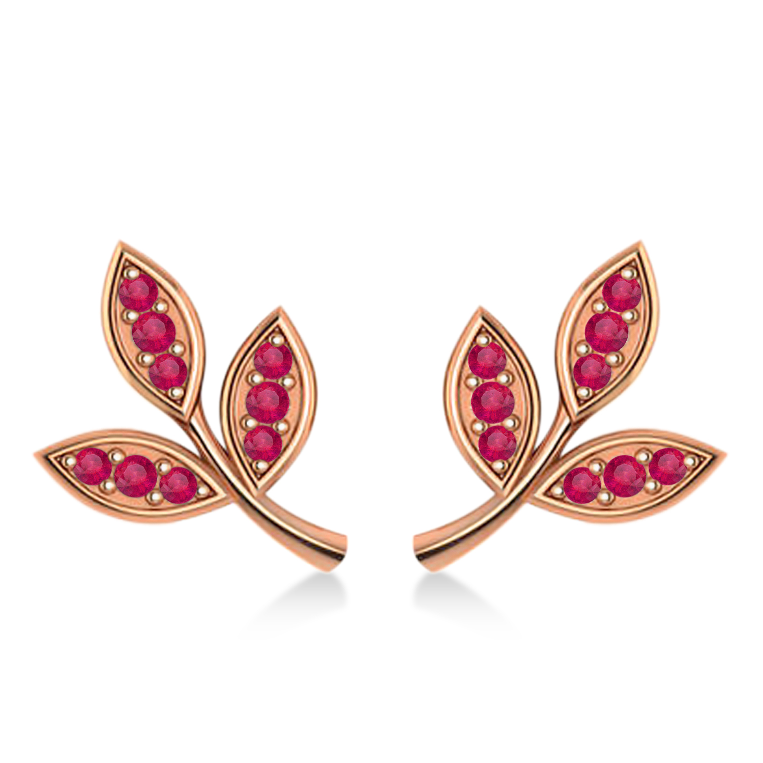 Ruby 3-Petal Leaf Earrings 14k Rose Gold (0.21ct)