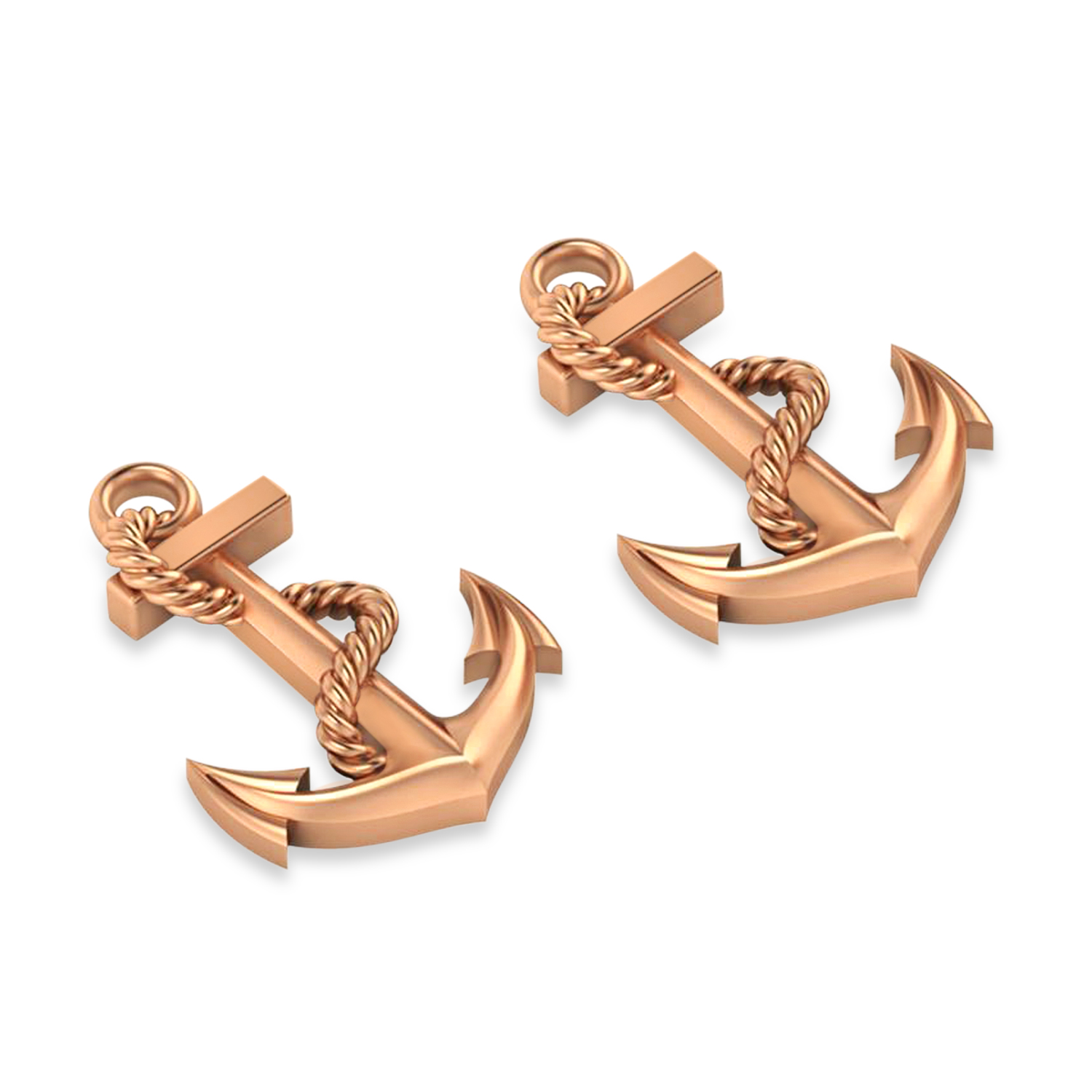 Anchor With Rope Earrings 14k Rose Gold