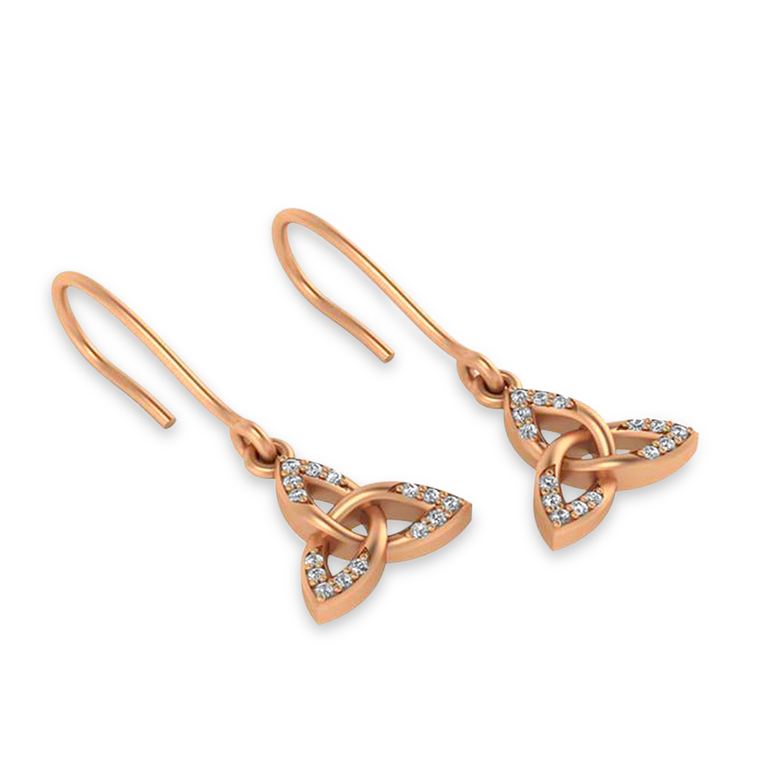 Diamond Celtic Knot Dangle Earrings 14k Rose Gold (0.15ct)