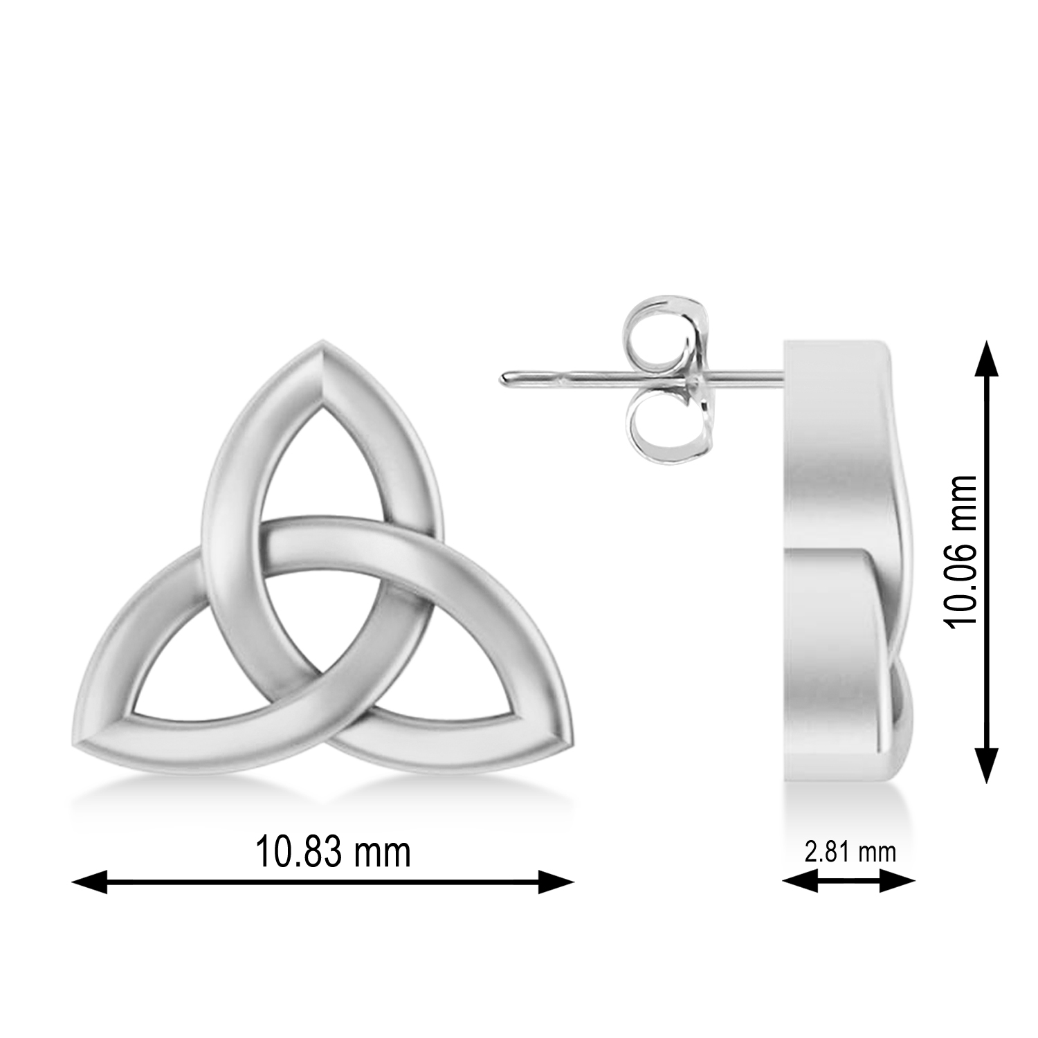 Celtic Knot Stud Earrings 14k White Gold