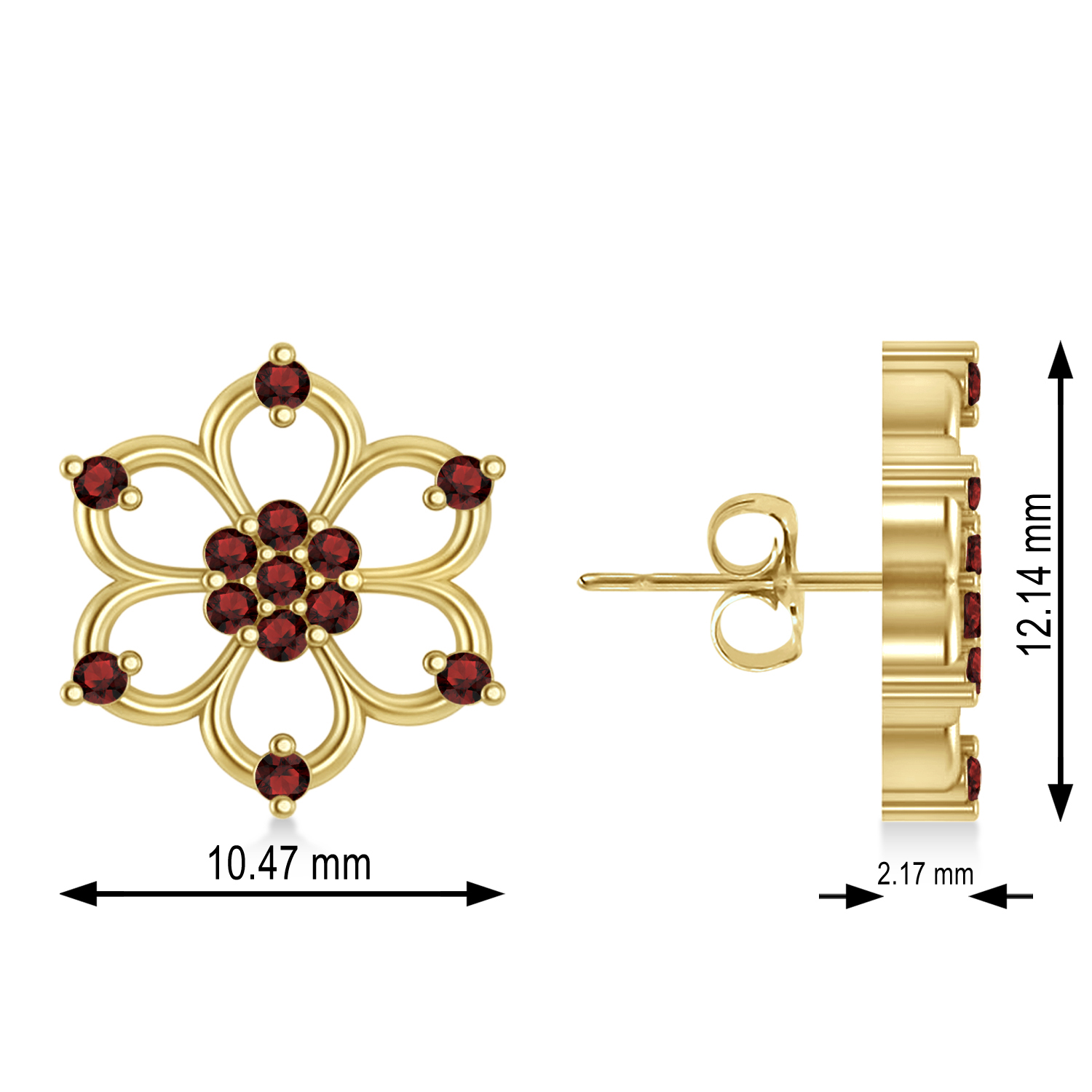 Garnet Six-Petal Flower Earrings 14k Yellow Gold (0.26ct)