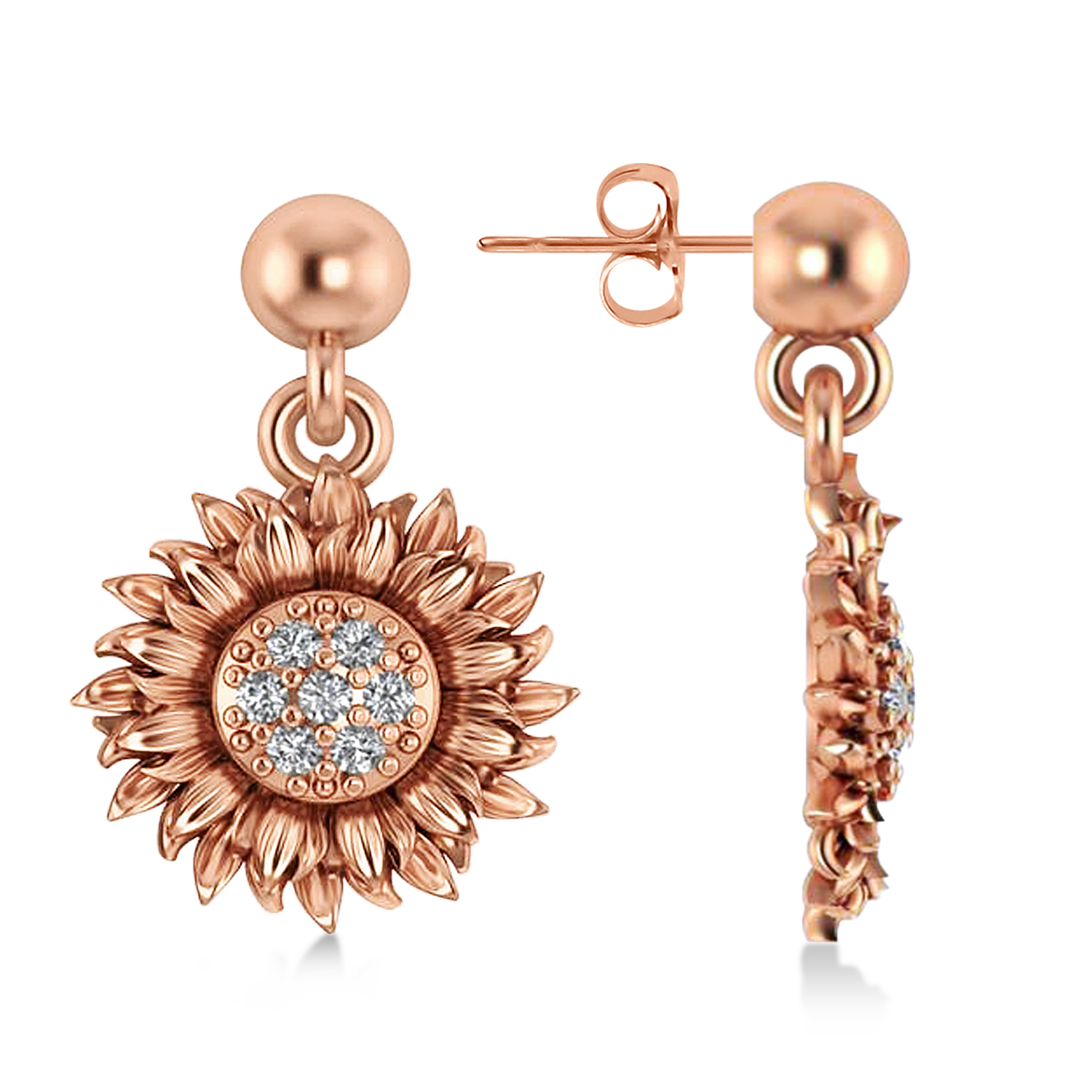 Rose gold sunflower earrings Clearance
