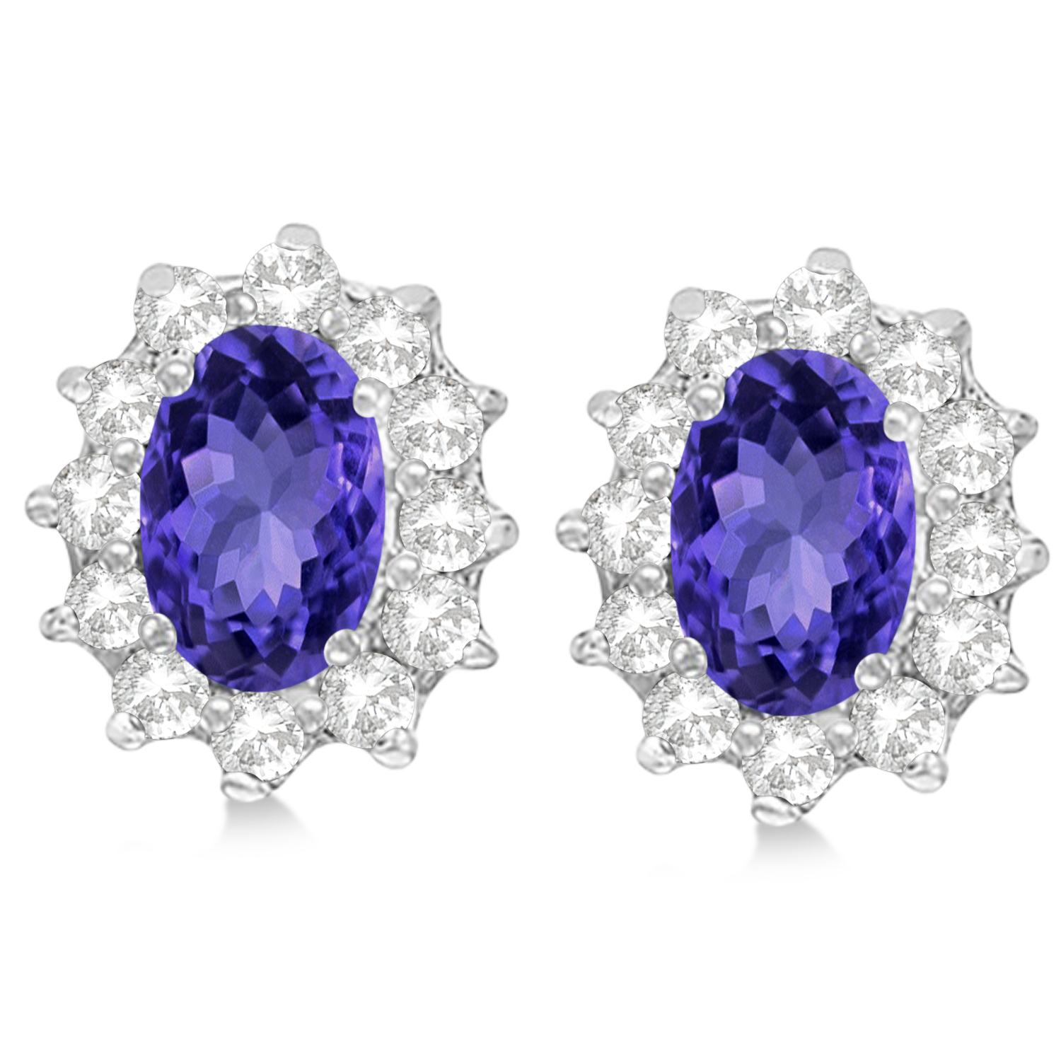 Oval Tanzanite & Diamond Accented Earrings 14k White Gold (2.05ct)