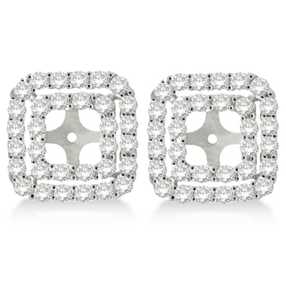 Pave-Set Square Diamond Earring Jackets in 14k White Gold (1.05ct)
