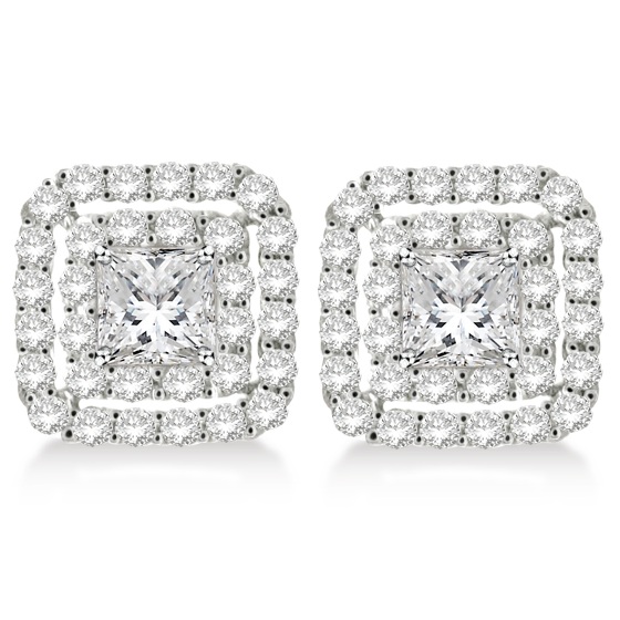 Pave-Set Square Diamond Earring Jackets in 14k White Gold (1.05ct)