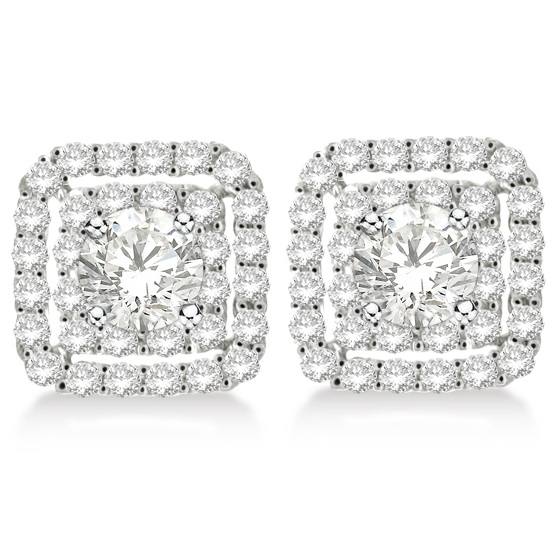 Pave-Set Square Diamond Earring Jackets in 14k White Gold (1.05ct)