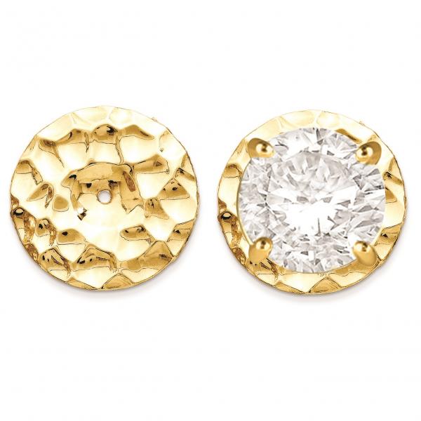 Hammered Disc Earring Jackets In Plain Metal 14k Yellow Gold Allurez Hammered Disc Earring Jackets In Plain Metal 14k Yellow Gold