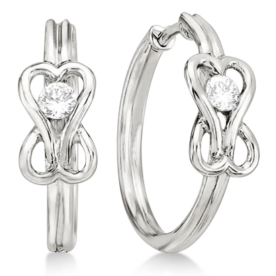 Diamond Love Knot Hoop Earrings in 14k White Gold (0.25ct) CE7