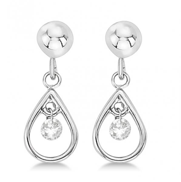 Teardrop Diamond Earrings in 14K White Gold (0.10ct) Allurez