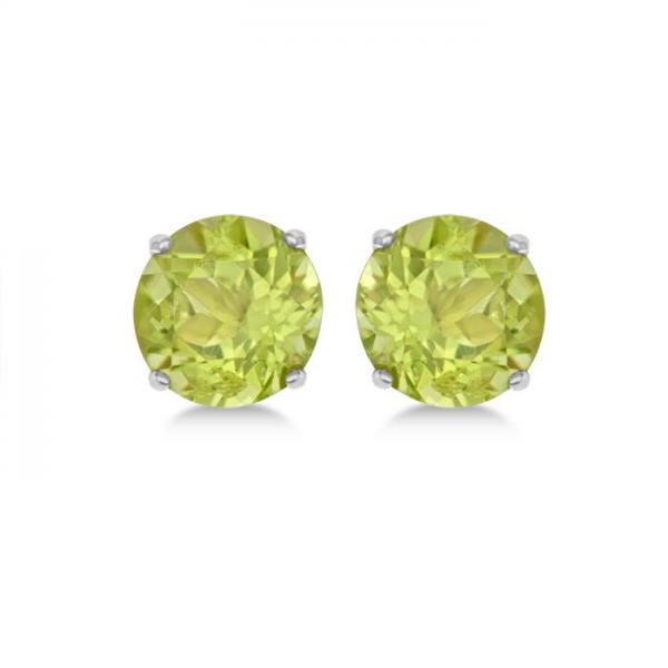 Peridot Stud Earrings Sterling Silver Prong Set (2.50ct)