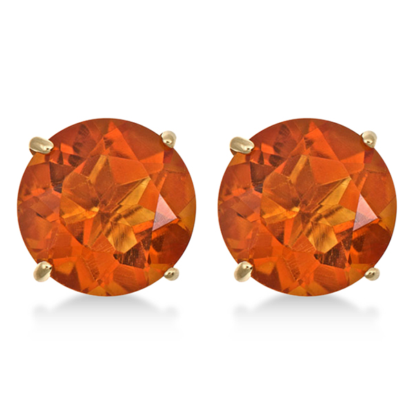 Round Cut Madeira Citrine Stud Earrings in 14k Yellow Gold (5.50ct)