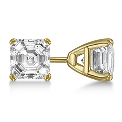 2.00ct. Asscher-Cut Lab Diamond Stud Earrings 18kt Yellow Gold (SI1, G-H)