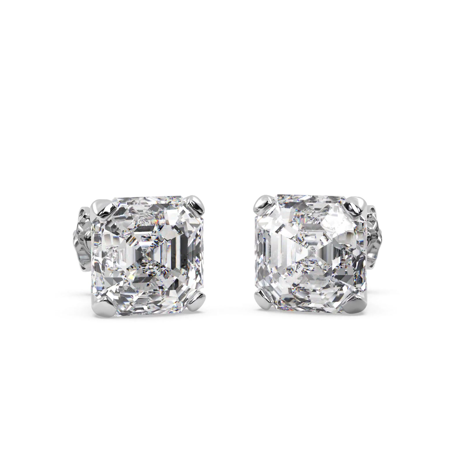 1.00ct. Asscher-Cut Diamond Stud Earrings Platinum (H, SI1-SI2)