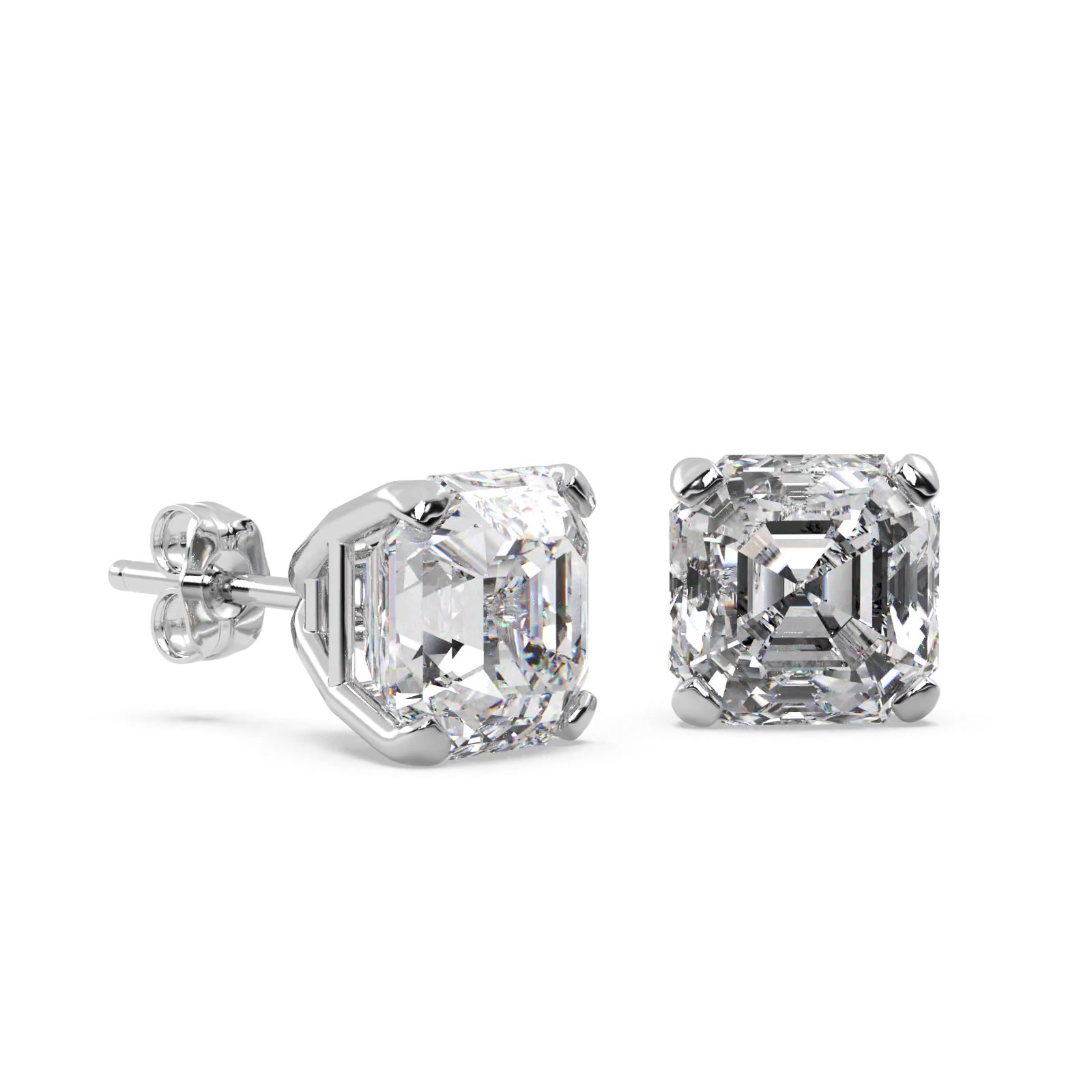 2.00ct. Asscher-Cut Diamond Stud Earrings Platinum (H, SI1-SI2)