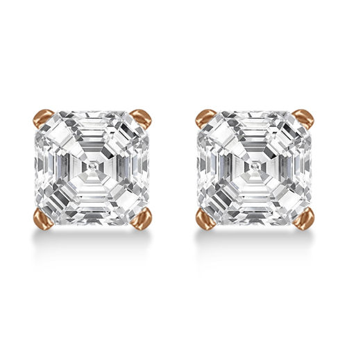 2.00ct. Asscher-Cut Lab Diamond Stud Earrings 14kt Rose Gold (F-G, VS1)