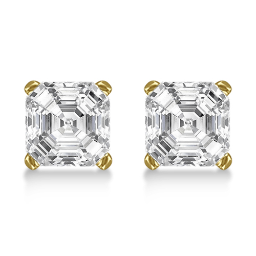 0.50ct. Asscher-Cut Lab Diamond Stud Earrings 18kt Yellow Gold (F-G, VS1)