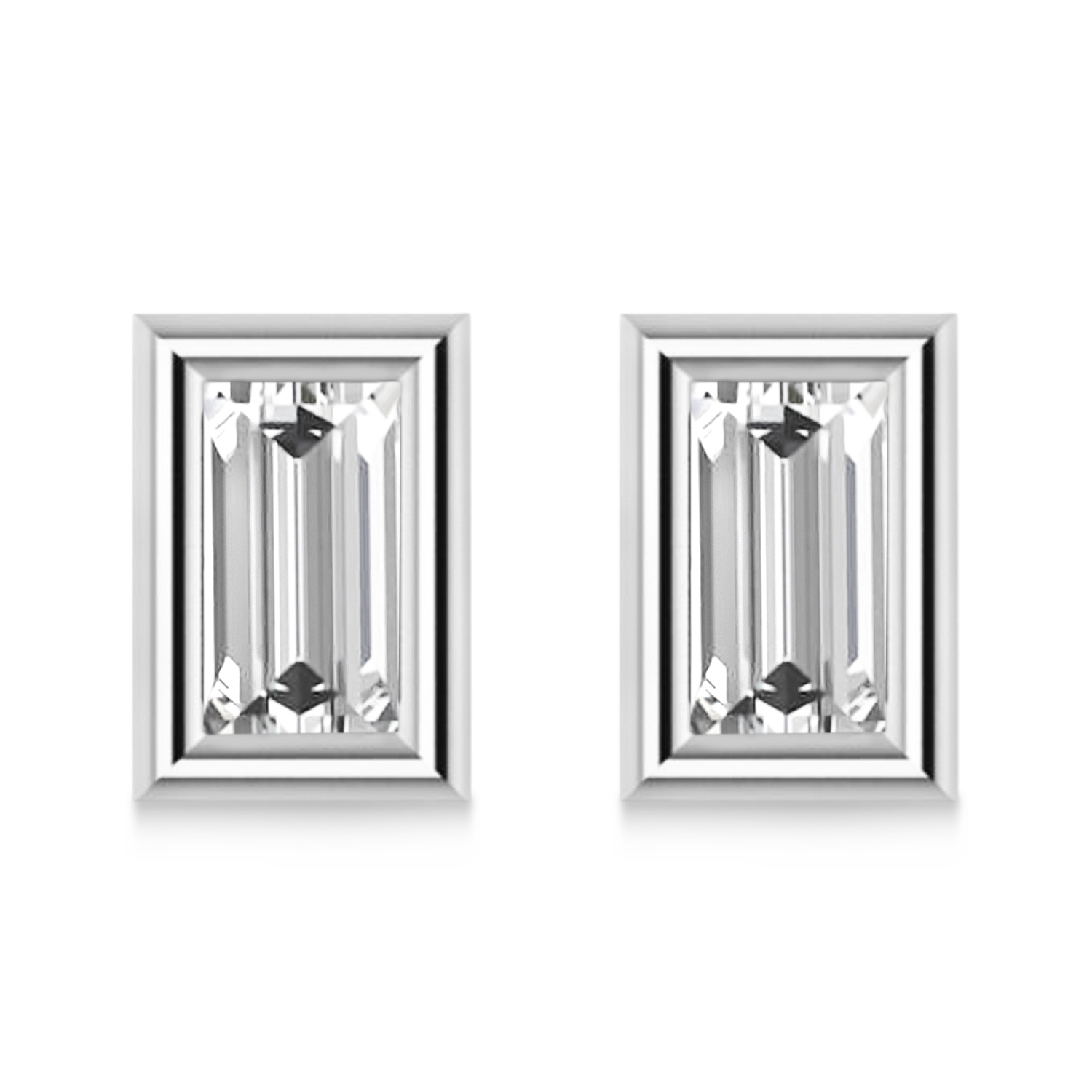 0.50ct Baguette-Cut Diamond Stud Earrings 18kt White Gold (G-H, VS2-SI1)