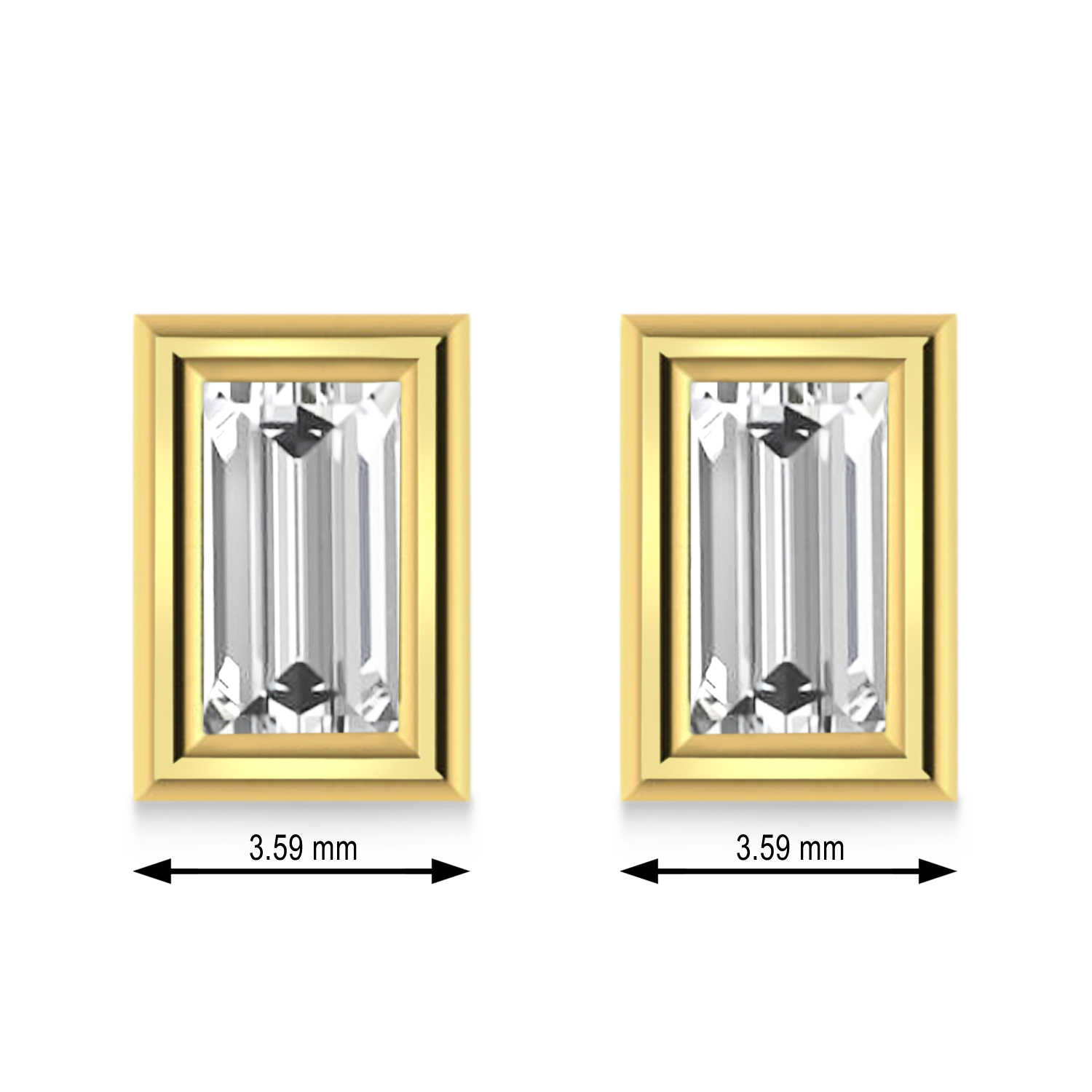 0.50ct Baguette-Cut Diamond Stud Earrings 18kt Yellow Gold (G-H, VS2-SI1)