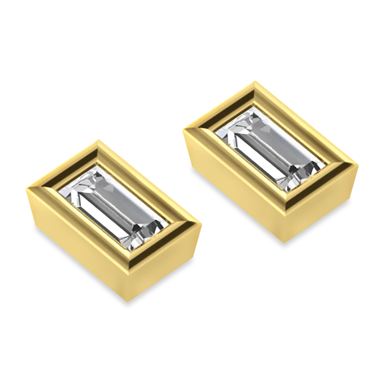 2.00ct Baguette-Cut Lab Diamond Stud Earrings 14kt Yellow Gold (F-G, VS1)