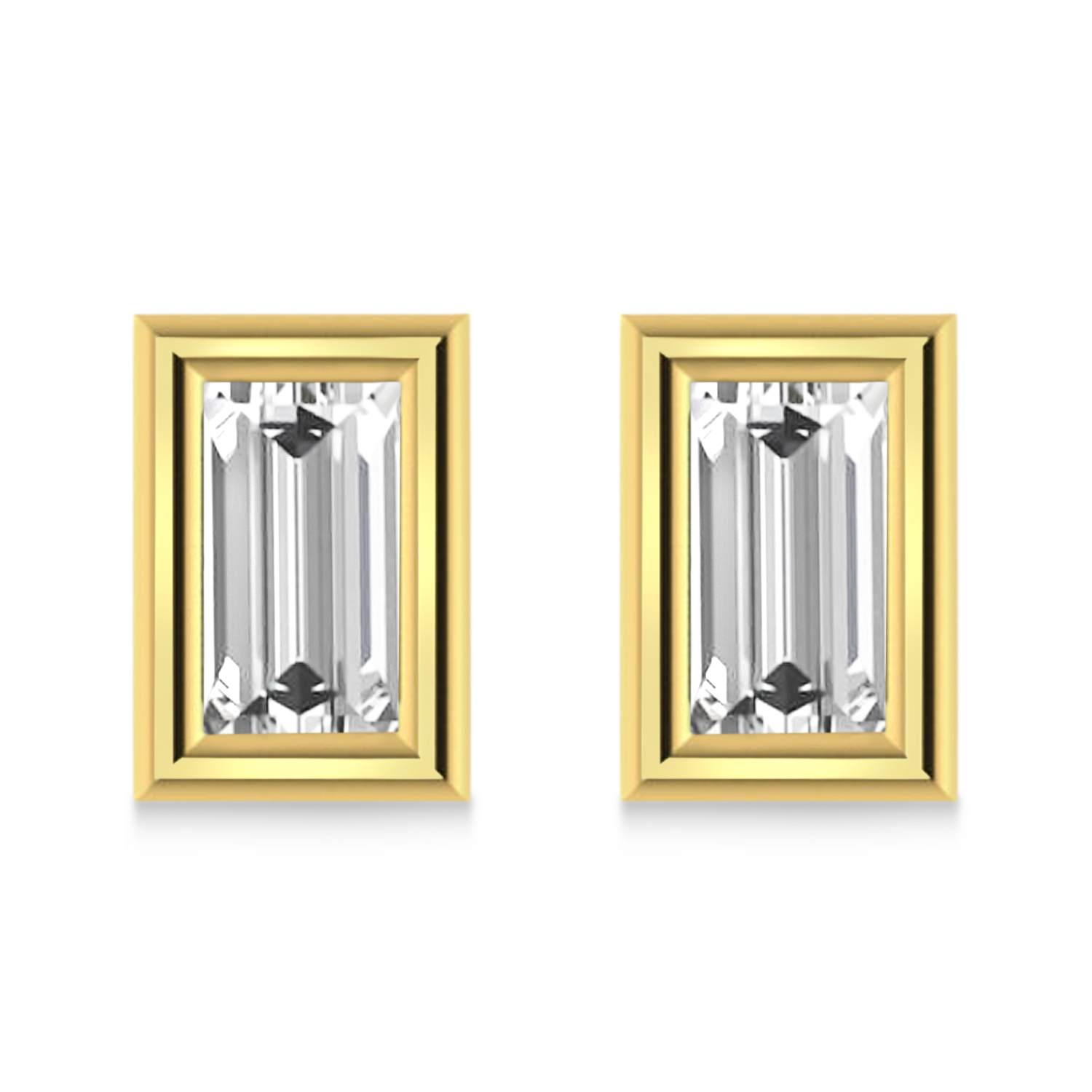 2.00ct Baguette-Cut Lab Diamond Stud Earrings 14kt Yellow Gold (F-G, VS1)