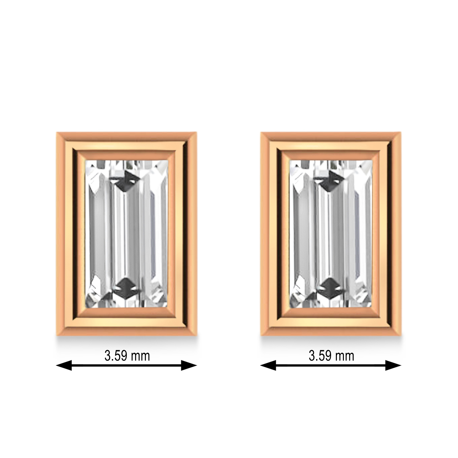 2.00ct Baguette-Cut Lab Diamond Stud Earrings 18kt Rose Gold (F-G, VS1)