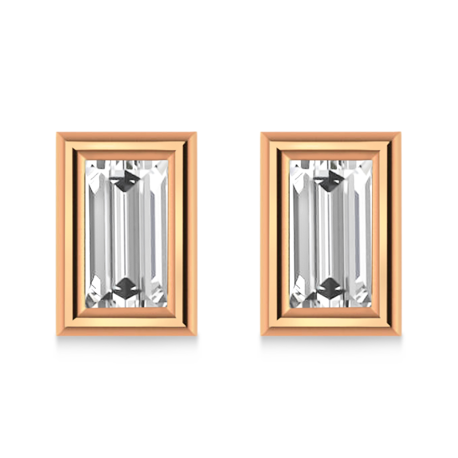 0.75ct Baguette-Cut Lab Diamond Stud Earrings 18kt Rose Gold (F-G, VS1)