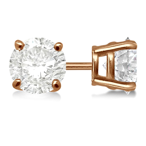 1.00ct. 4-Prong Basket Lab Diamond Stud Earrings 14kt Rose Gold (H-I, SI2-SI3)