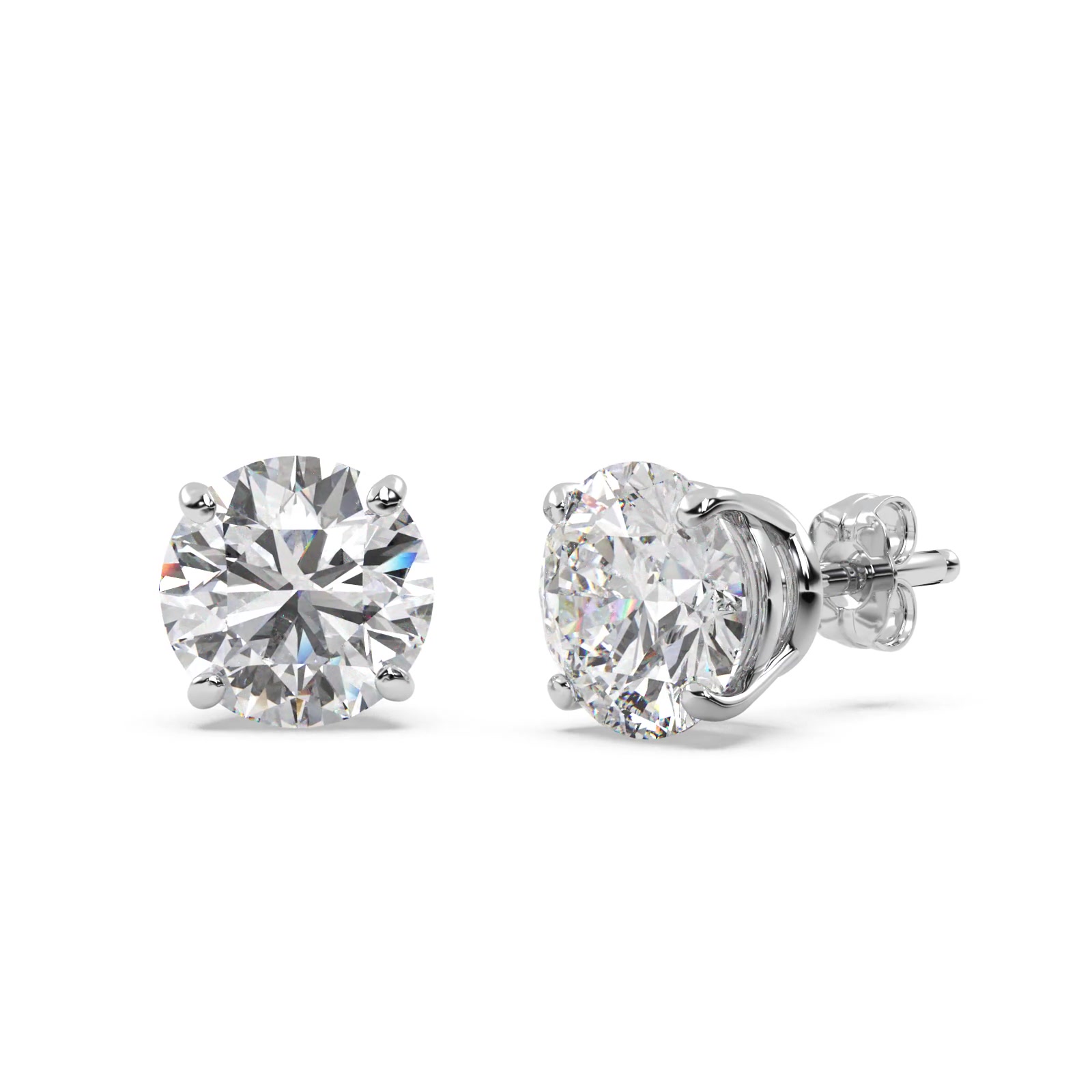 1.00ct. 4-Prong Basket Diamond Stud Earrings 14kt White Gold (H, SI1-SI2)