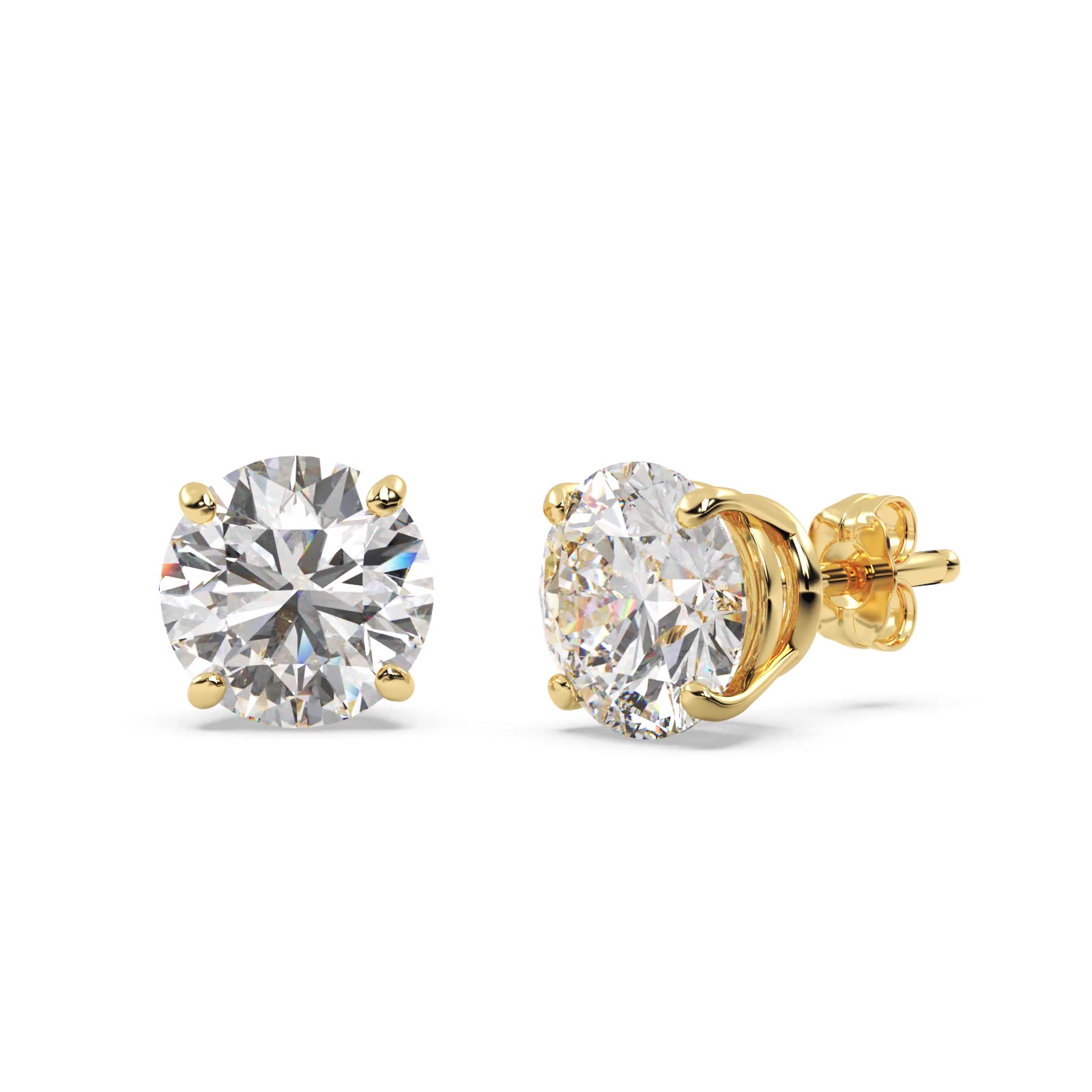1.00ct. 4-Prong Basket Diamond Stud Earrings 18kt Yellow Gold (H, SI1-SI2)