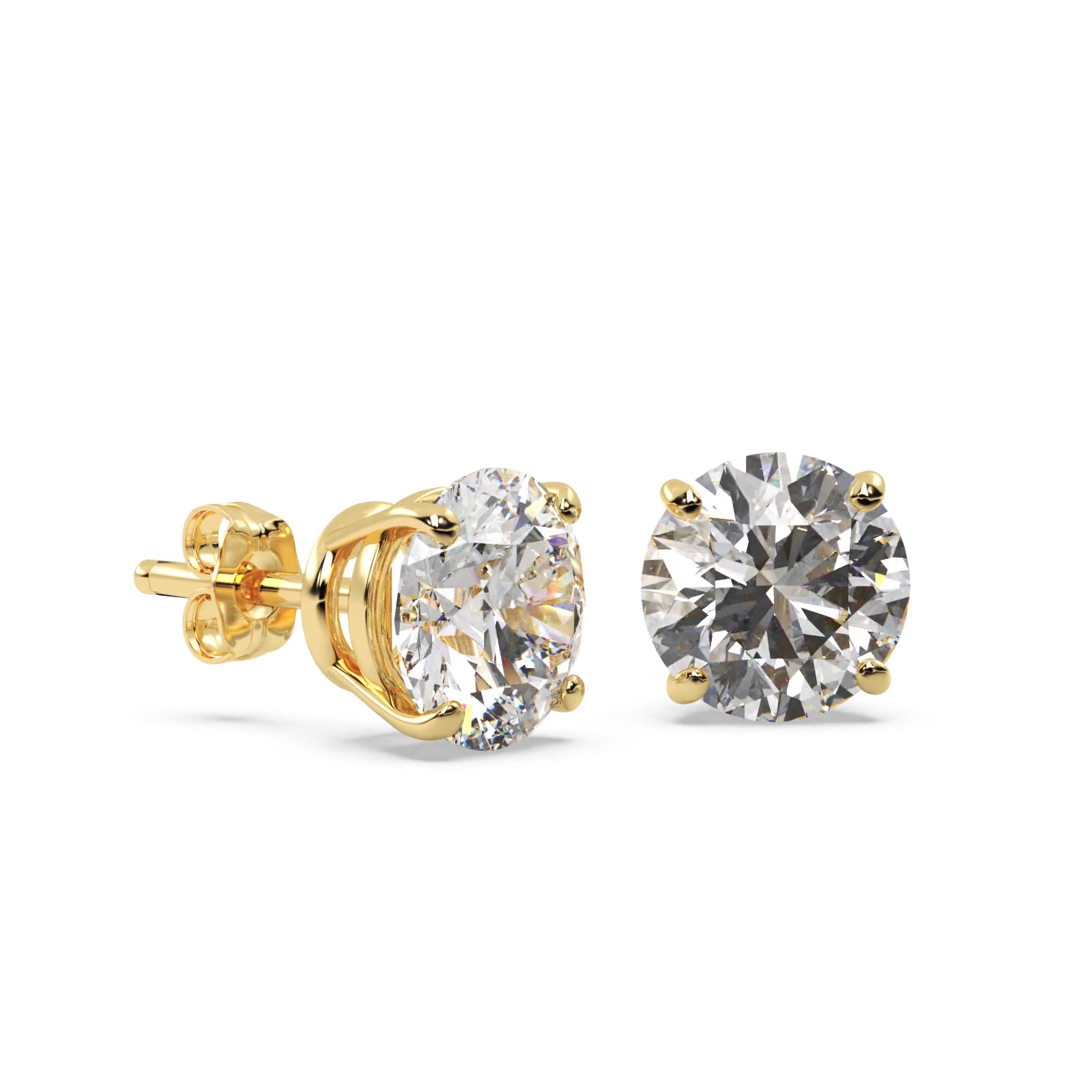 4.00ct. 4-Prong Basket Diamond Stud Earrings 18kt Yellow Gold (H, SI1-SI2)