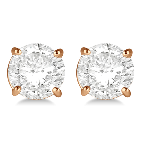 2.50ct. 4-Prong Basket Lab Diamond Stud Earrings 14kt Rose Gold (G-H, SI1)