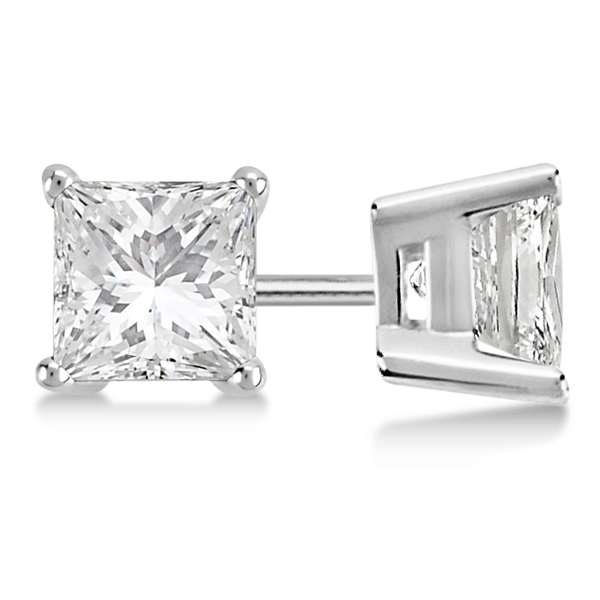 1.00ct. Princess Diamond Stud Earrings Platinum (H-I, SI2-SI3)