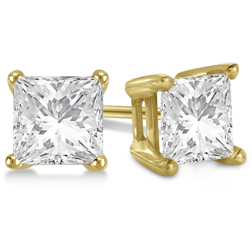 2.50ct. Princess Diamond Stud Earrings 14kt Yellow Gold (H, SI1-SI2)