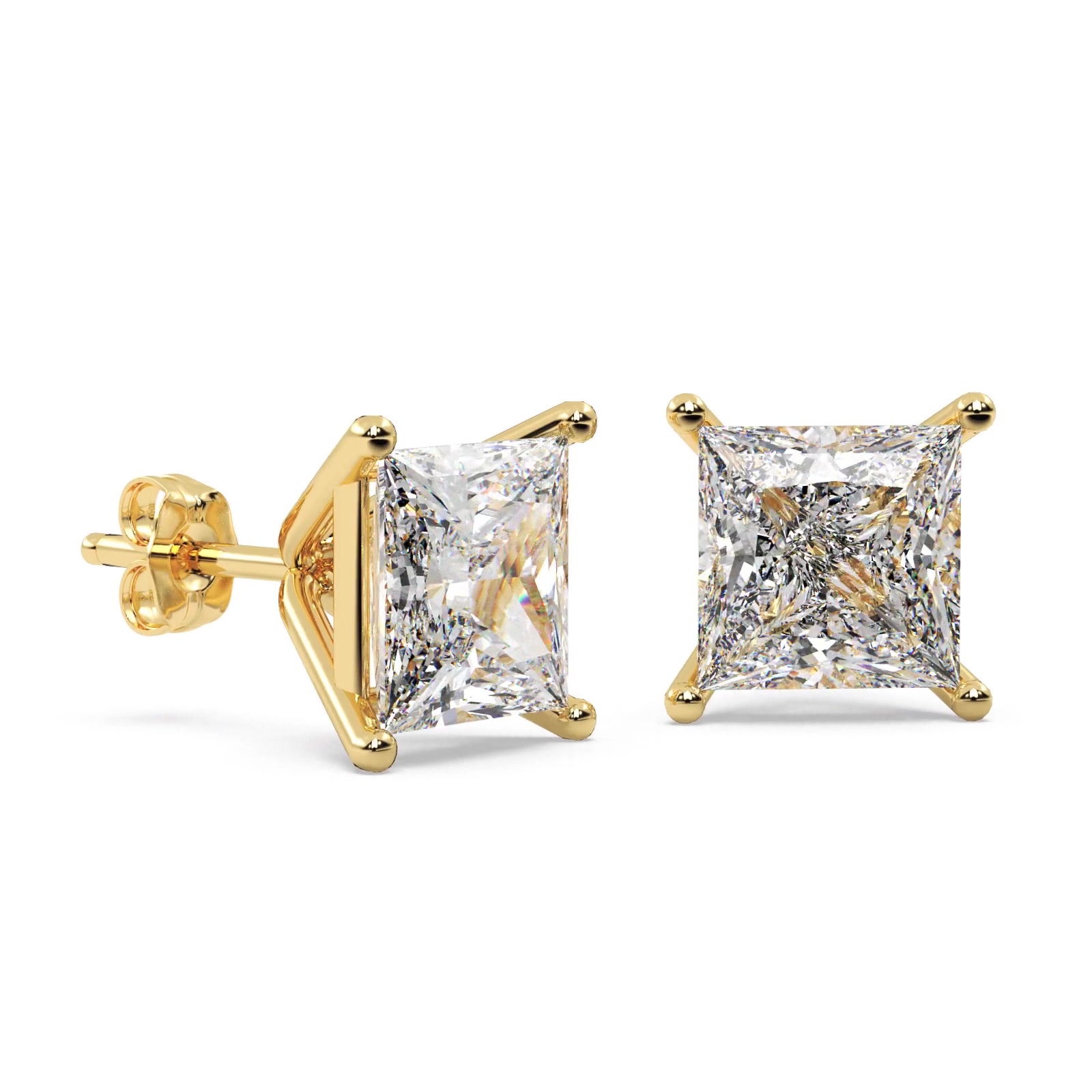 0.25ct. Princess Lab Diamond Stud Earrings 14kt Yellow Gold (G-H, SI1)