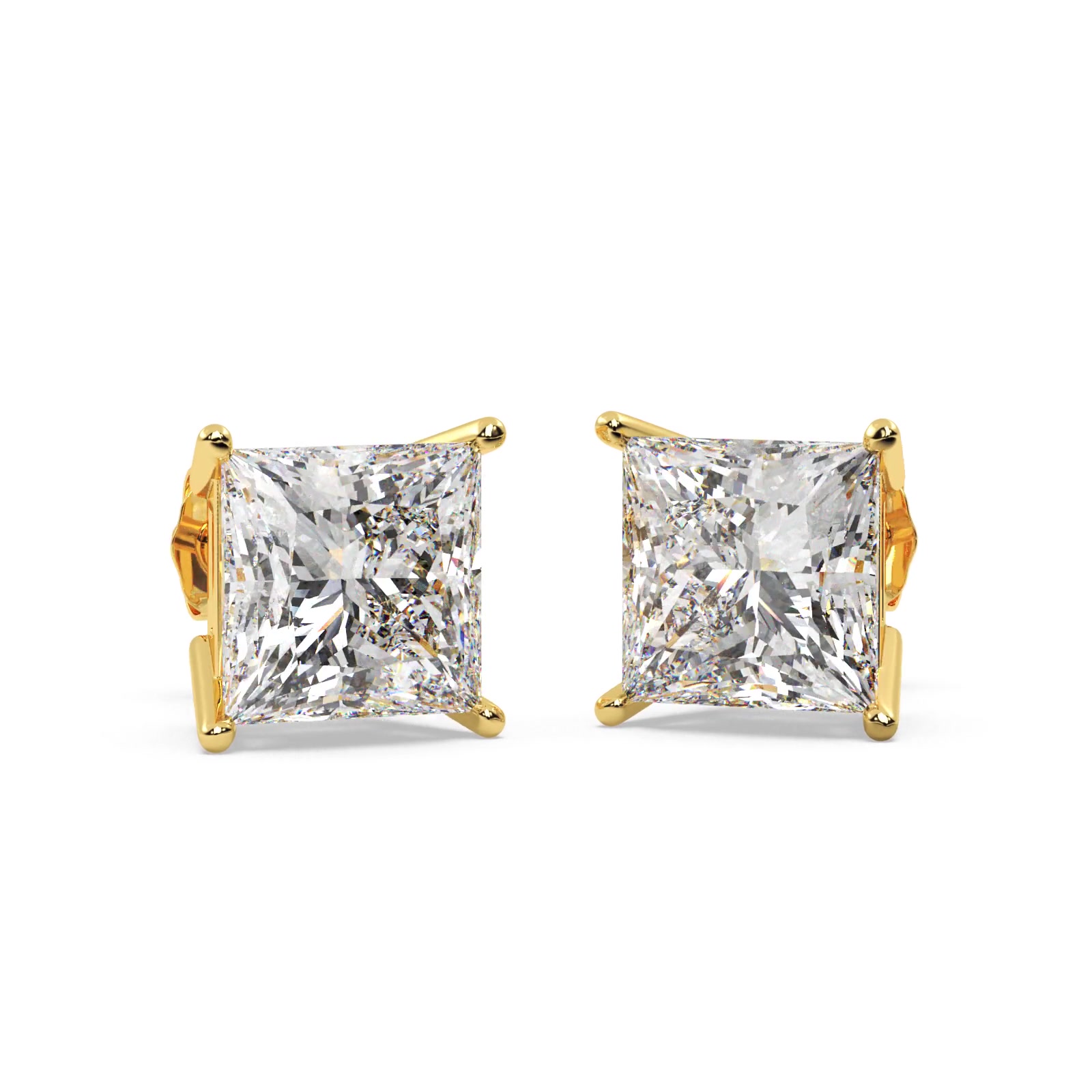 2.50ct. Princess Lab Diamond Stud Earrings 18kt Yellow Gold (G-H, SI1)