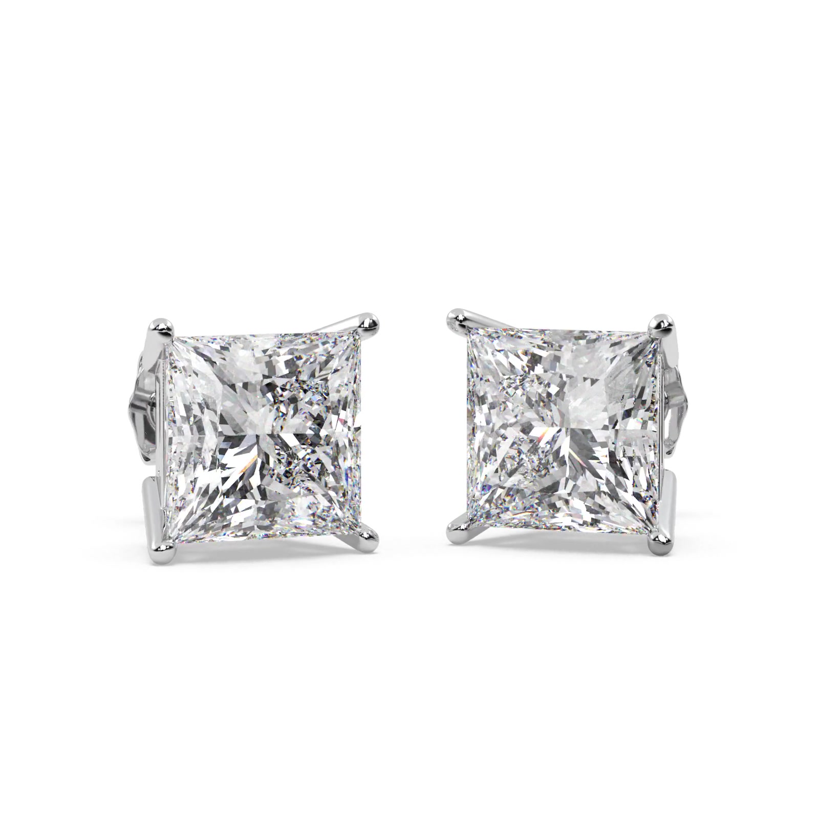 3.00ct. Princess Diamond Stud Earrings Platinum (G-H, VS2-SI1)