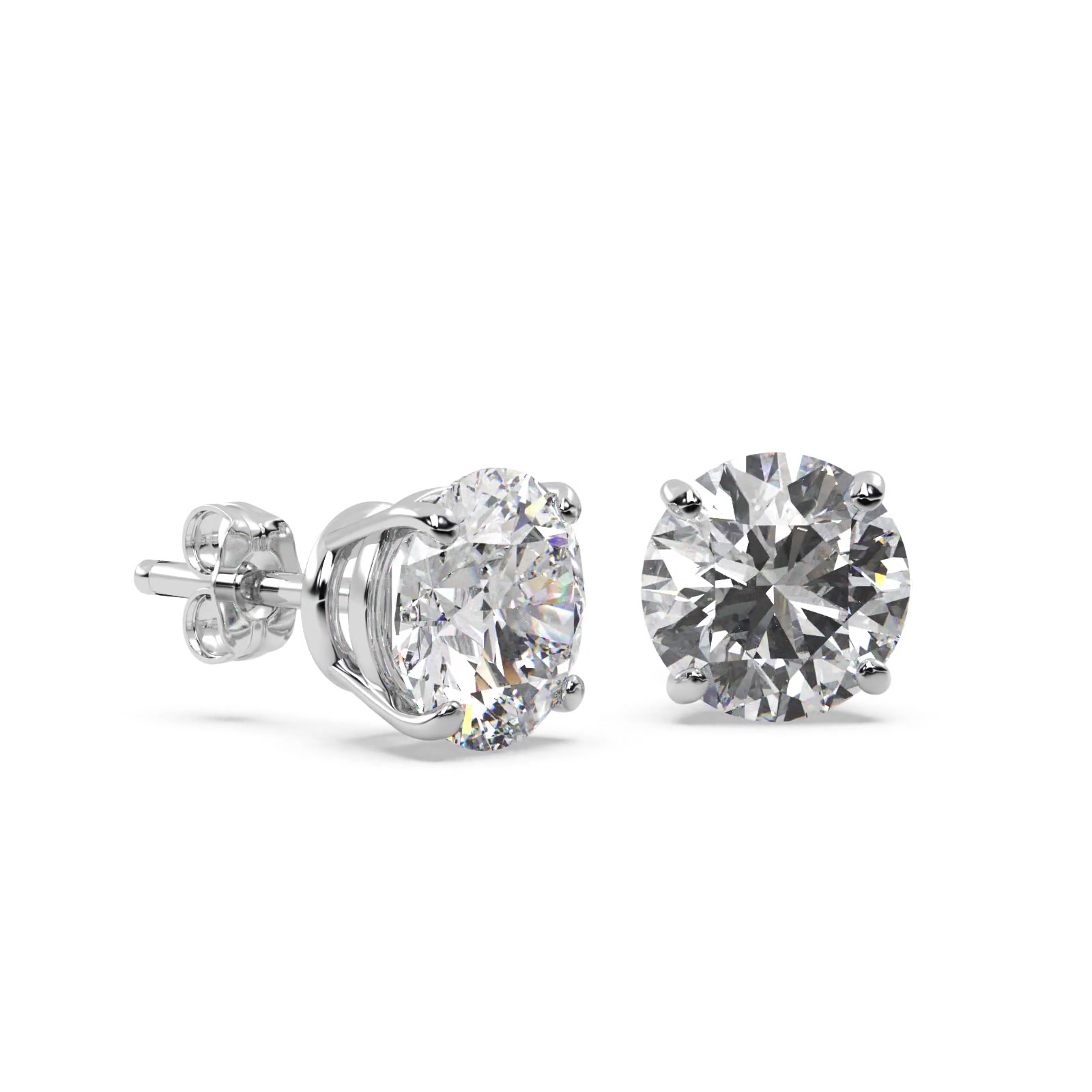2.50ct. 4-Prong Basket Diamond Stud Earrings 14kt White Gold (G-H, VS2-SI1)