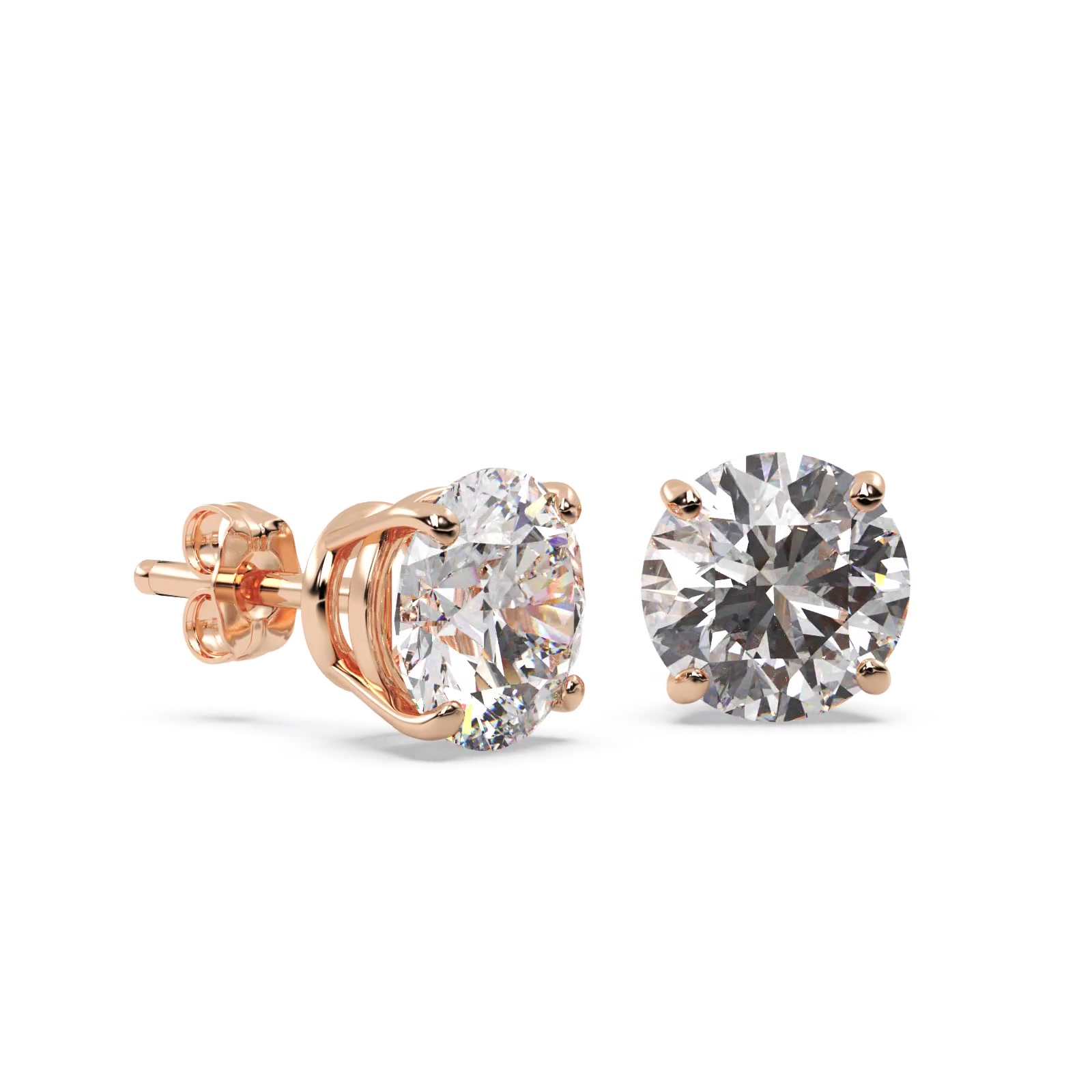 0.25ct. 4-Prong Basket Moissanite Stud Earrings 14kt Rose Gold (F-G, VVS1)