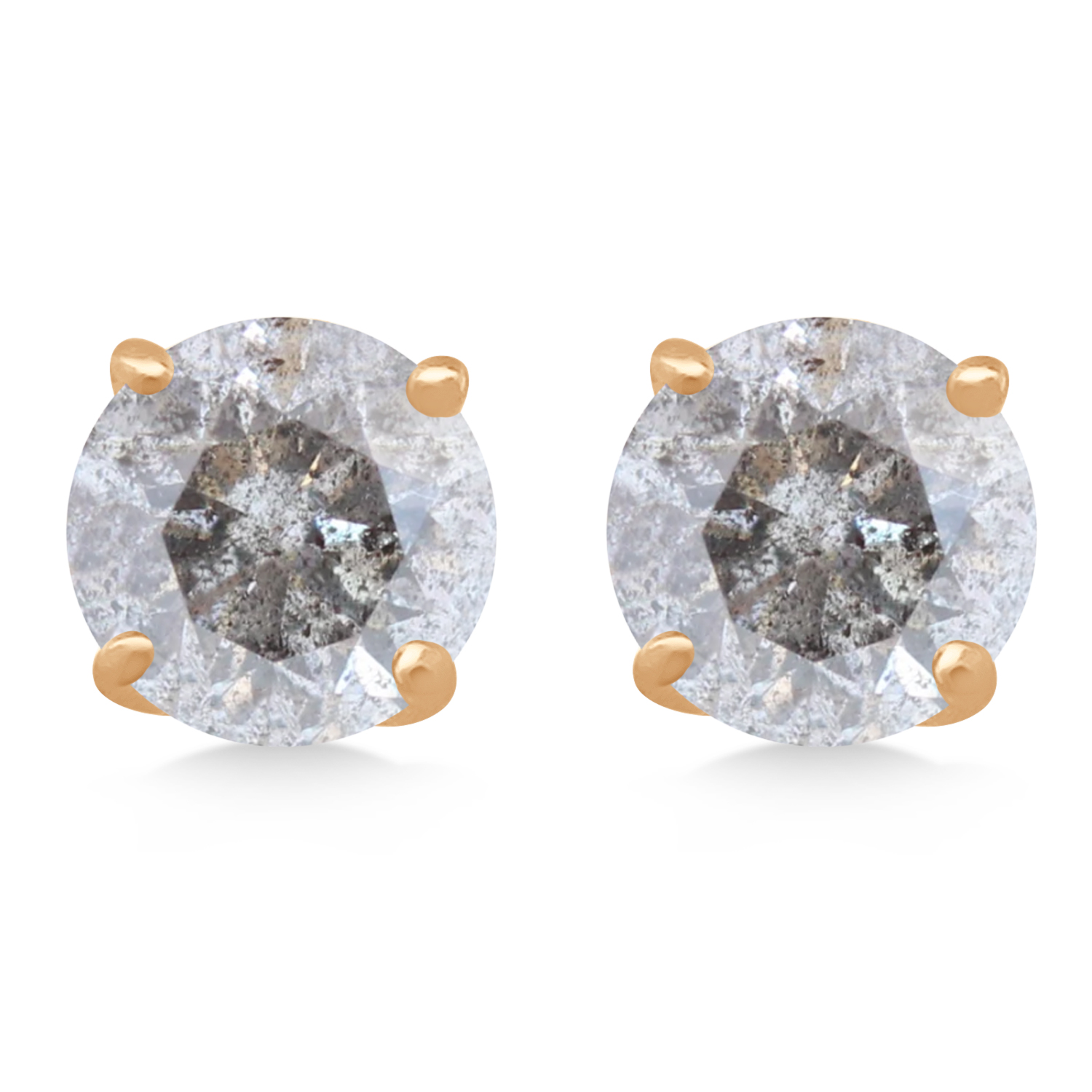 0.75ct. 4-Prong Basket Salt & Pepper Diamond Stud Earrings 14kt Rose Gold