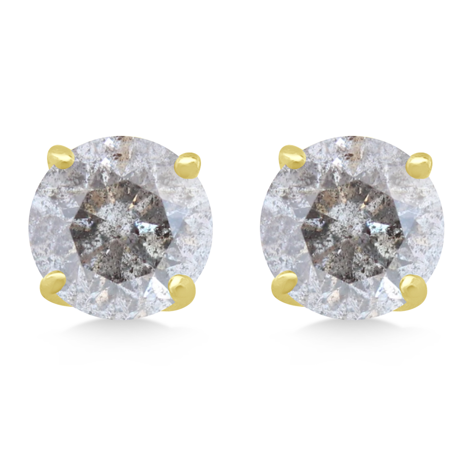 1.00ct. 4-Prong Basket Salt & Pepper Diamond Stud Earrings 18kt Yellow Gold