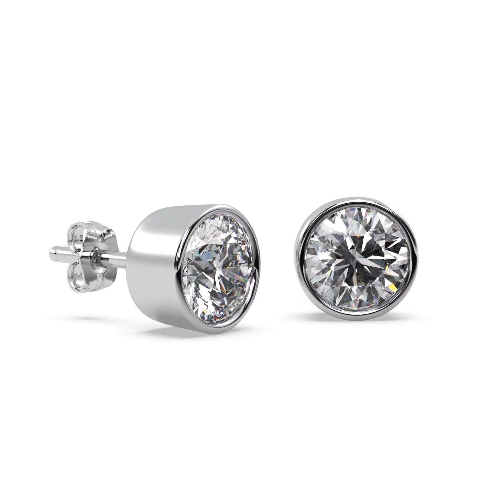 3.00ct. Bezel Set Diamond Stud Earrings 18kt White Gold (H-I, SI2-SI3)