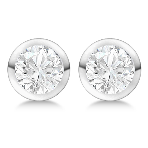 0.75ct. Bezel Set Diamond Stud Earrings Platinum (H-I, SI2-SI3)
