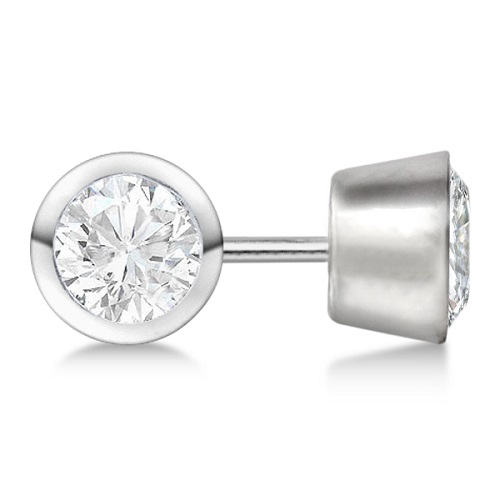4.00ct. Bezel Set Diamond Stud Earrings 14kt White Gold (G-H, VS2-SI1)