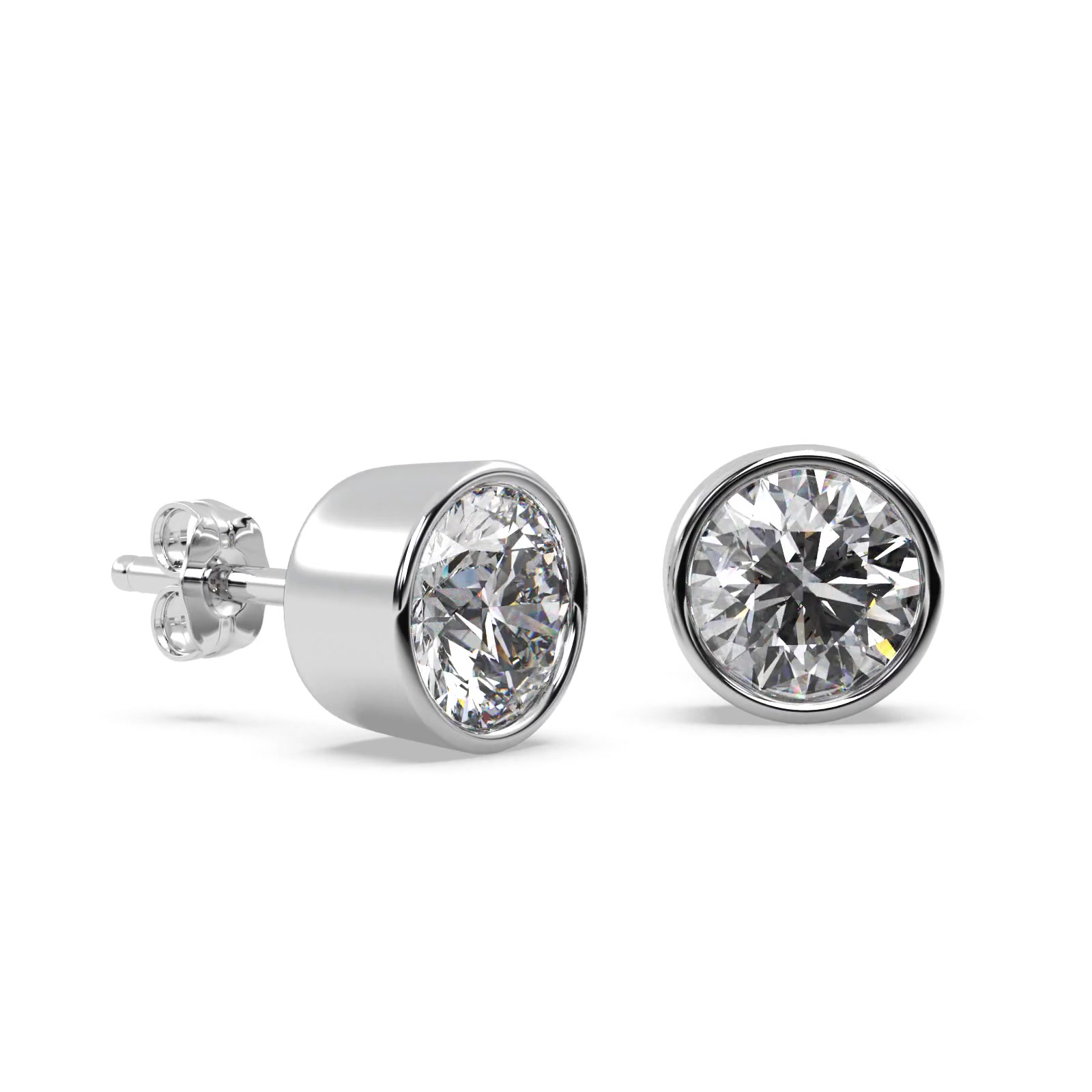 0.75ct. Bezel Set Diamond Stud Earrings 14kt White Gold (G-H, VS2-SI1)