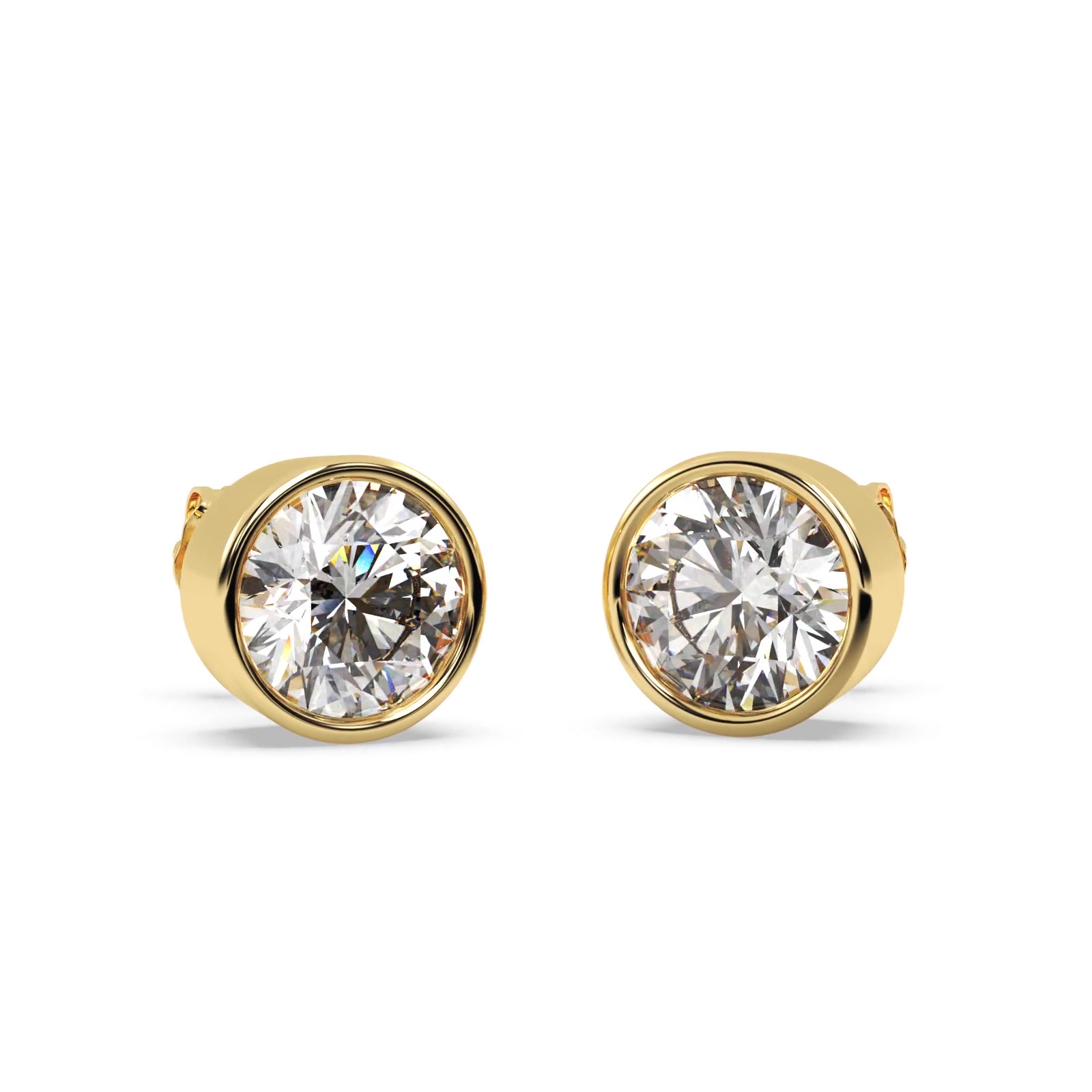 0.75ct. Bezel Set Diamond Stud Earrings 14kt Yellow Gold (G-H, VS2-SI1)