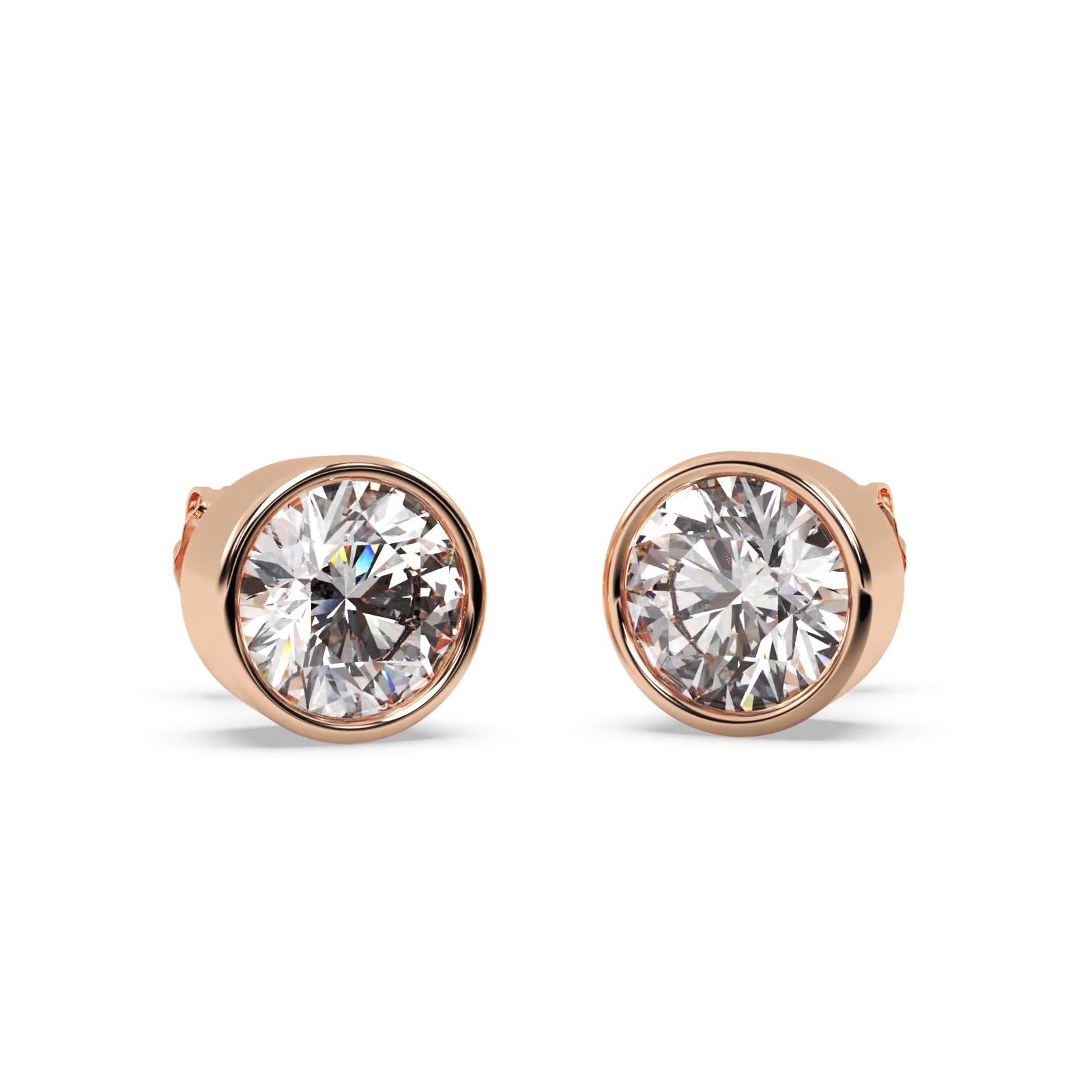 1.50ct. Bezel Set Diamond Stud Earrings 18kt Rose Gold (G-H, VS2-SI1)